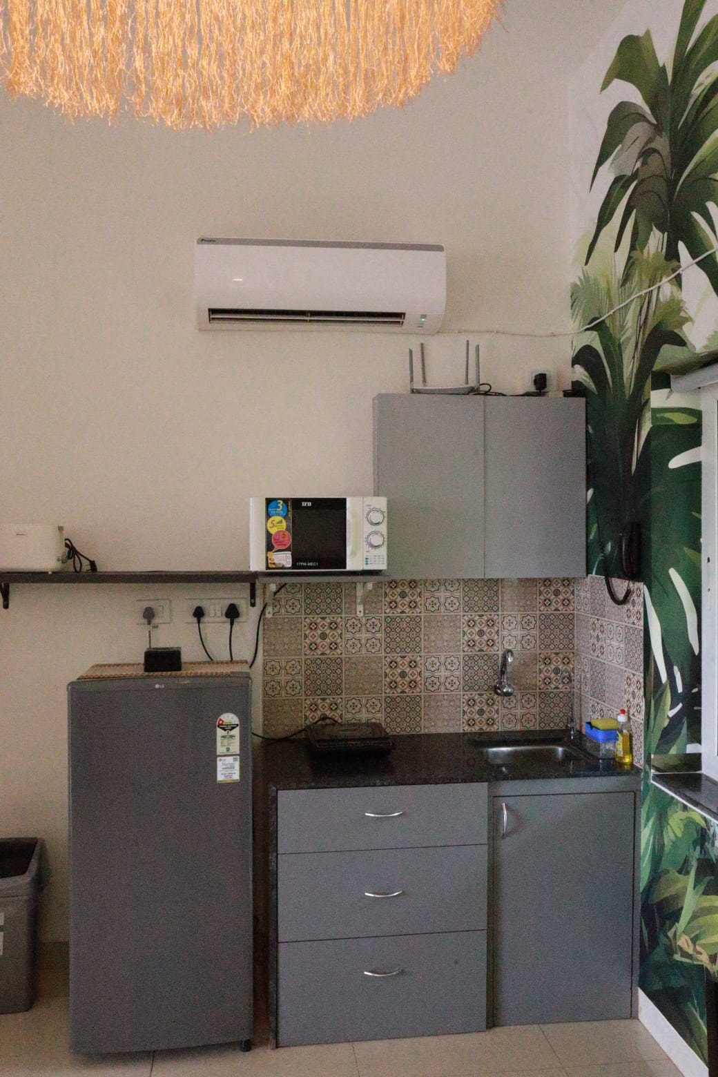 Anjuna Abode 2 — kitchen with Moroccan tile backsplash